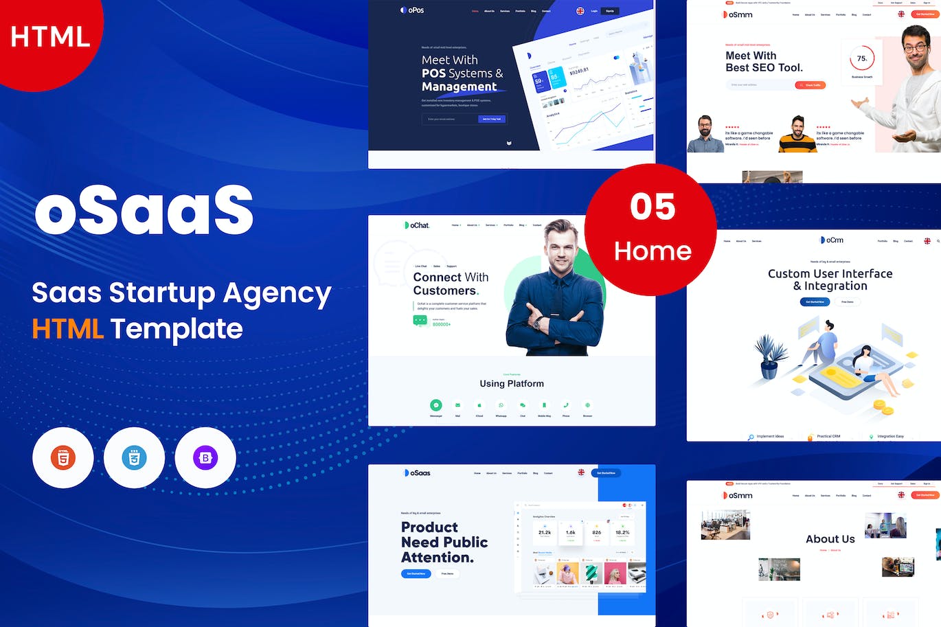 SaaS和创业机构网站模板 OSaaS – SaaS & Startup Agency Template APP UI sucaiwan.com