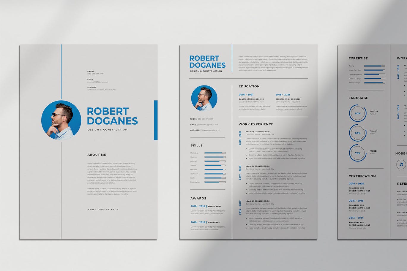 单页专业设计简历模板 Resume 幻灯图表 sucaiwan.com