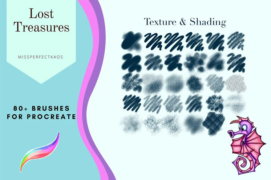 Procreate笔刷-81款海洋生物插画主题Procreate纹理笔刷素材 笔刷资源 sucaiwan.com