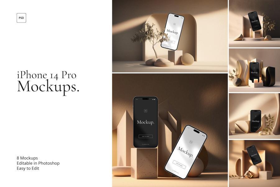 样机模板-光影效果​iPhone 14 Max苹果手机样机PSD模板素材 样机素材 sucaiwan.com