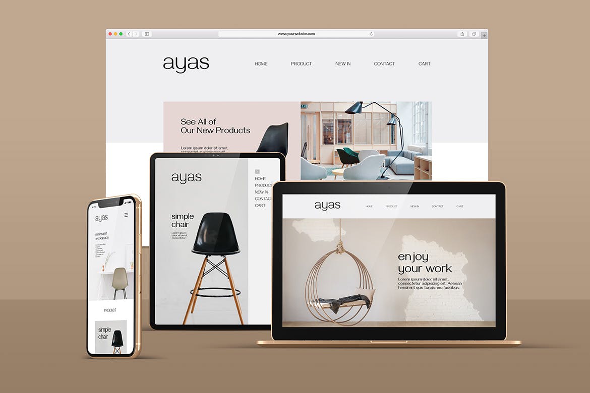 响应式场景多设备样机图 Responsive Screen Mockup 样机素材 sucaiwan.com
