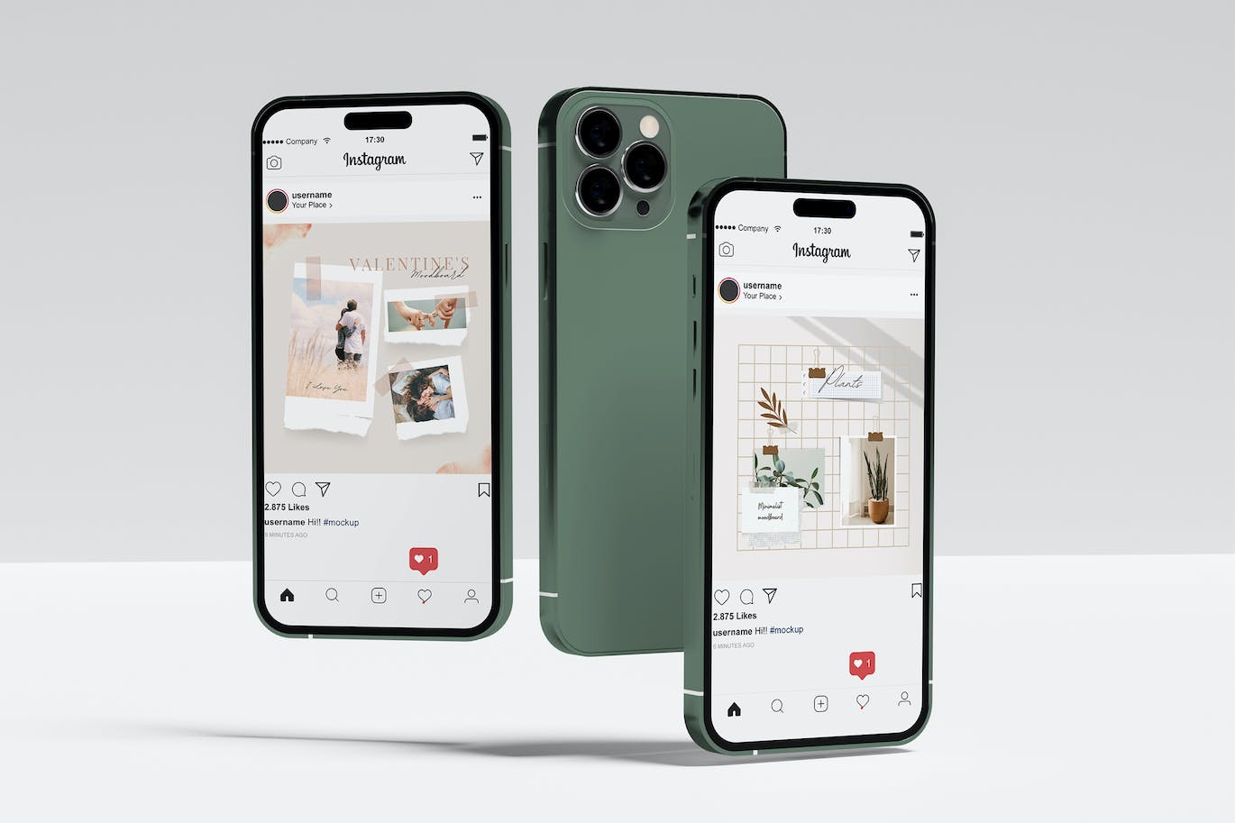 绿色iPhone 14 Pro手机样机图 Iphone 14 Pro Mockup 样机素材 sucaiwan.com