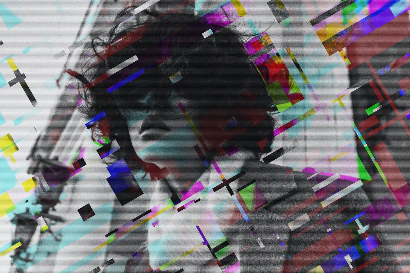数字故障PS照片效果模板 Hologlitch Photoshop Effect 插件预设 sucaiwan.com