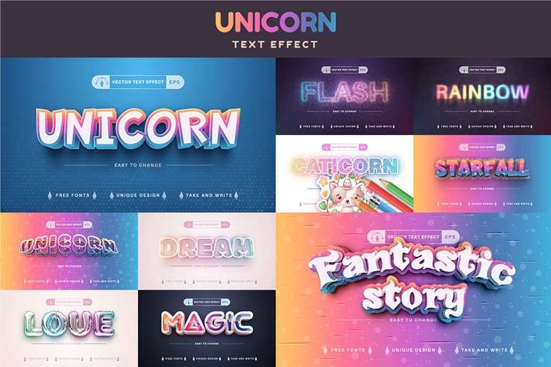 100个标题设计矢量文本样式，AI源文件 图片素材 sucaiwan.com