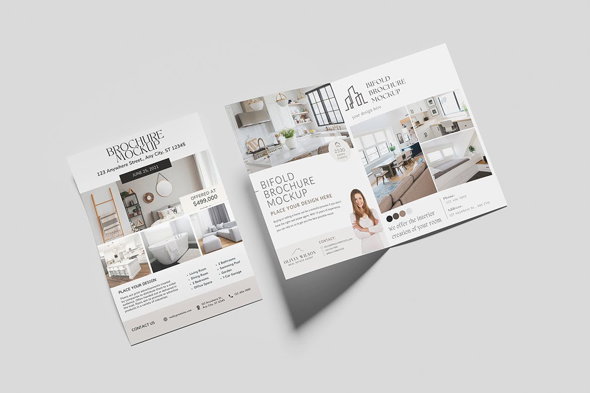 双折小册子效果图设计样机 Bifold Brochure Mockup 样机素材 sucaiwan.com