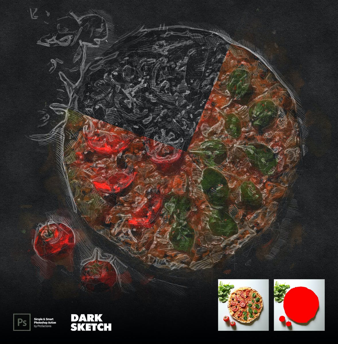 深色素描效果照片处理Photoshop动作 Dark Sketch Photoshop Action 插件预设 sucaiwan.com