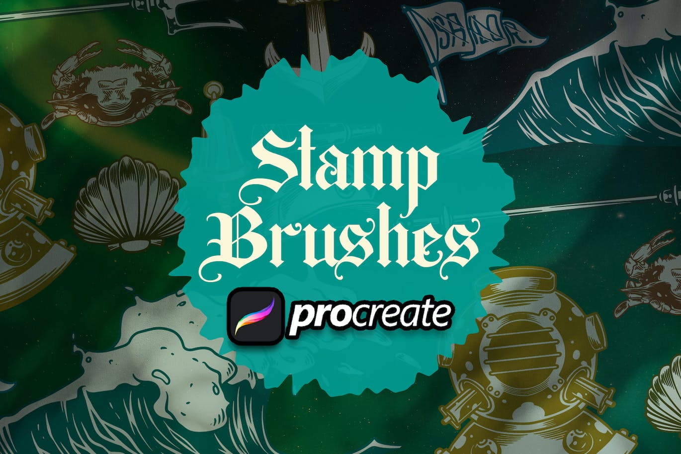 水手元素Procreate印章绘画笔刷素材 Dansdesign Sailor Element Brush Stamp Procreate 笔刷资源 sucaiwan.com