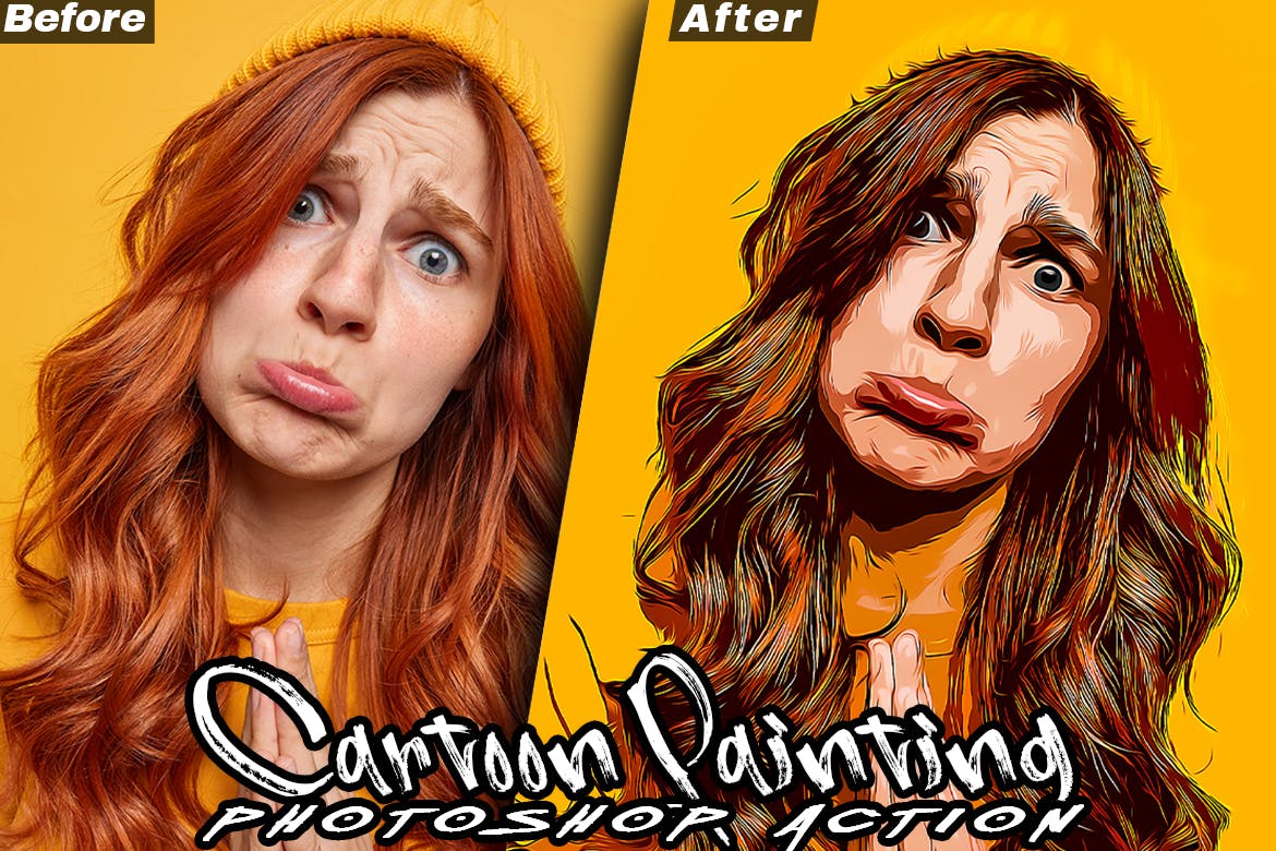 卡通效果照片处理Photoshop动作 Cartoon Effect Photoshop Action 插件预设 sucaiwan.com