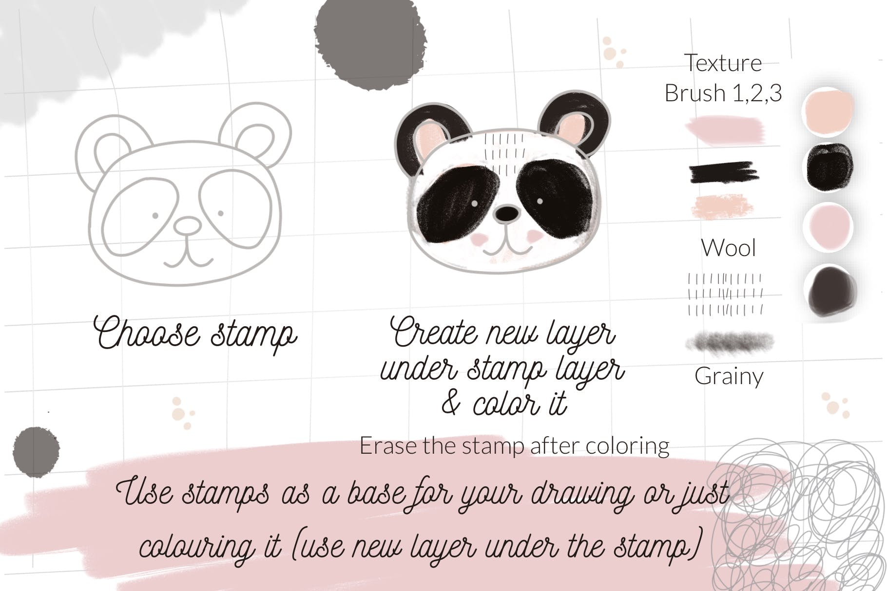 可爱的动物形状Procreate笔刷 Cute animals Procreate stamps 笔刷资源 sucaiwan.com