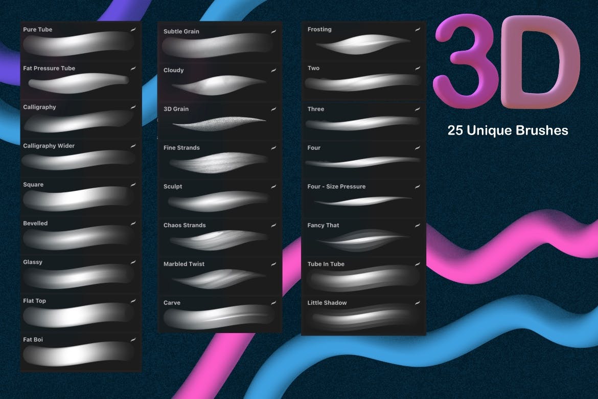3D流行的Procreate画笔 3D Pop Procreate Brushes 笔刷资源 sucaiwan.com