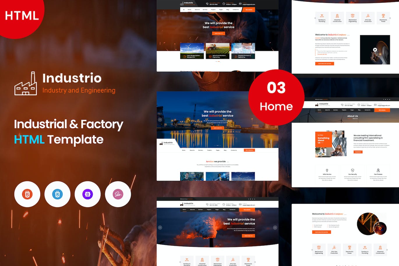 现代工业和工厂网站模板 Industrio – Industrial Industry & Factory APP UI sucaiwan.com