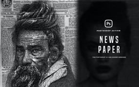 印刷报纸PS照片效果动作 News Paper Photoshop Effect