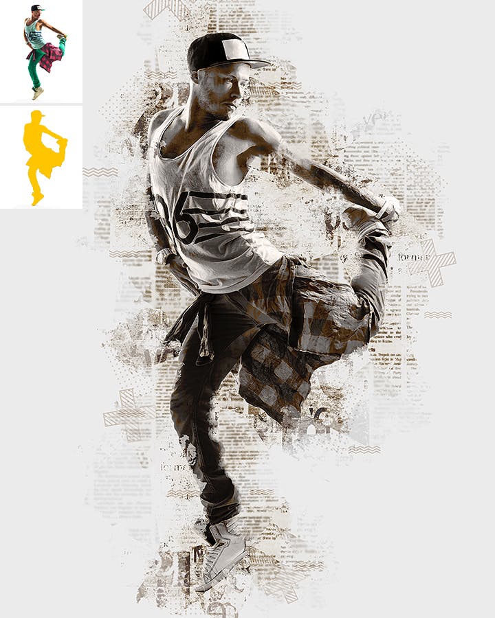 抽象报纸效果照片处理Photoshop动作 Abstract Newspaper Photoshop Action 插件预设 sucaiwan.com