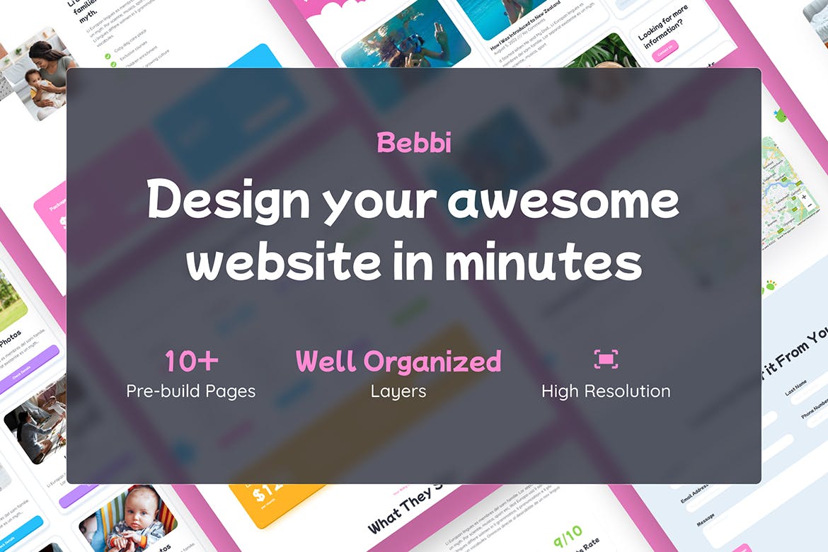 婴儿护理网站着陆页设计Figma模板 Bebbi – Baby Care Figma Template APP UI sucaiwan.com