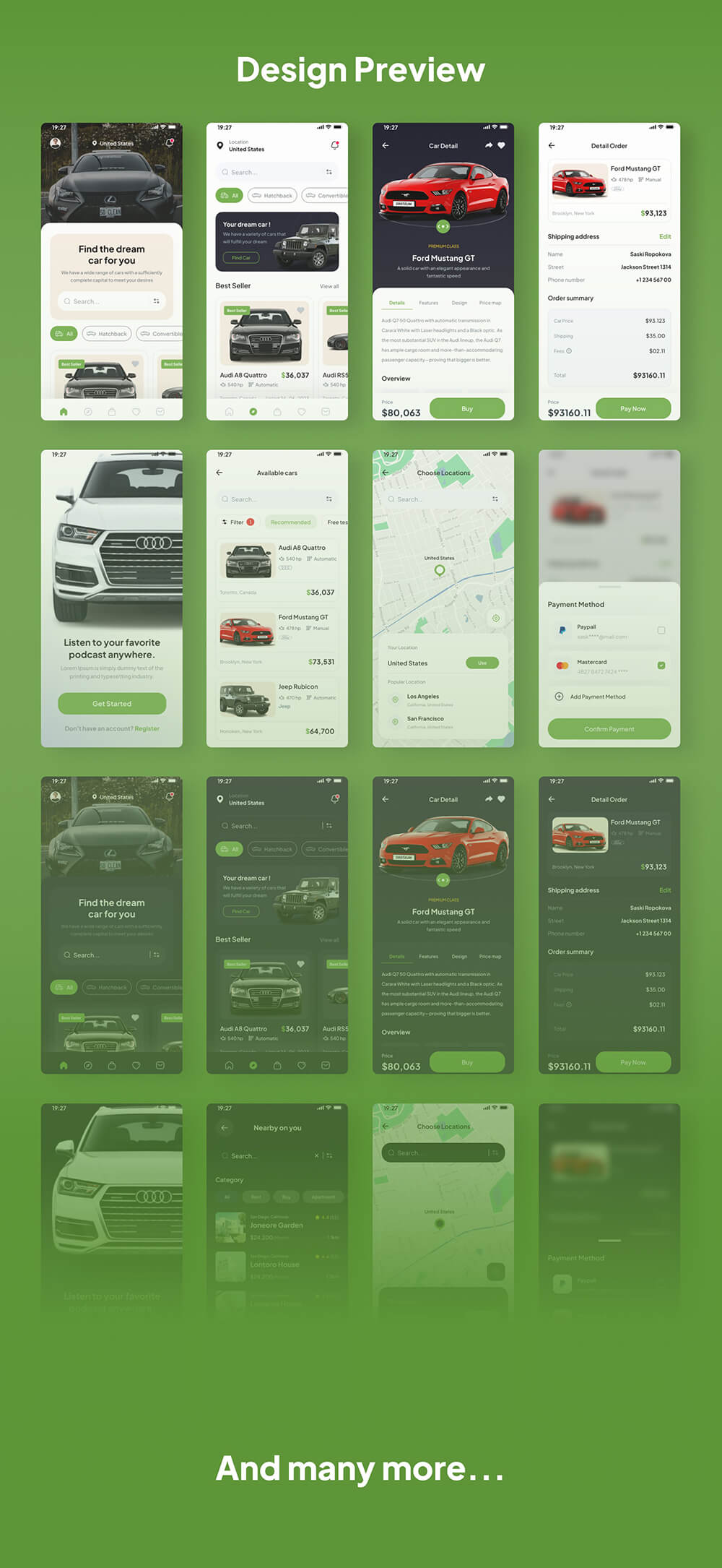 汽车市场App应用程序UI套件 APP UI sucaiwan.com