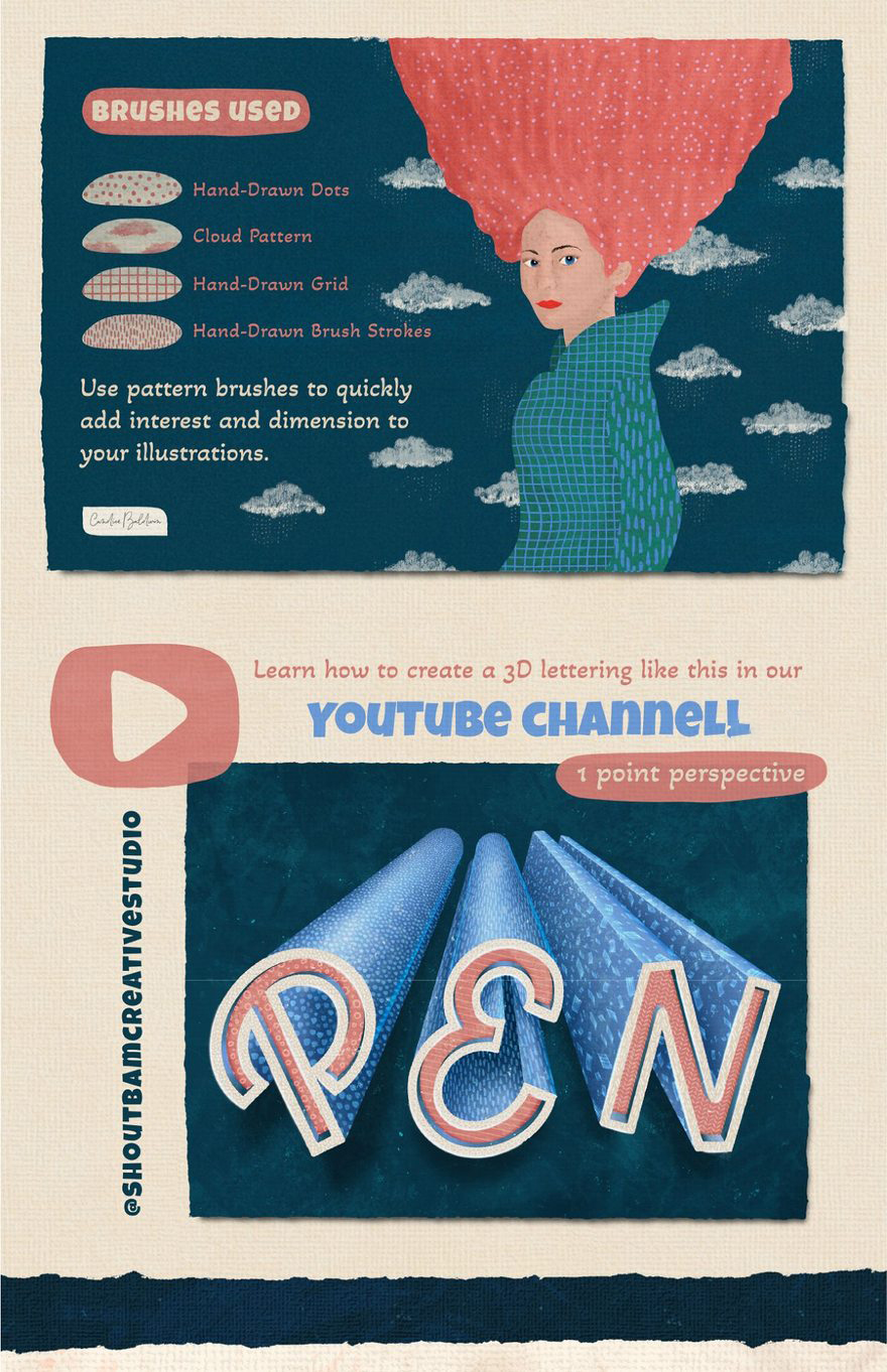 Procreate笔刷-水彩手绘几何抽象纹理Procreate图案笔刷素材 笔刷资源 sucaiwan.com