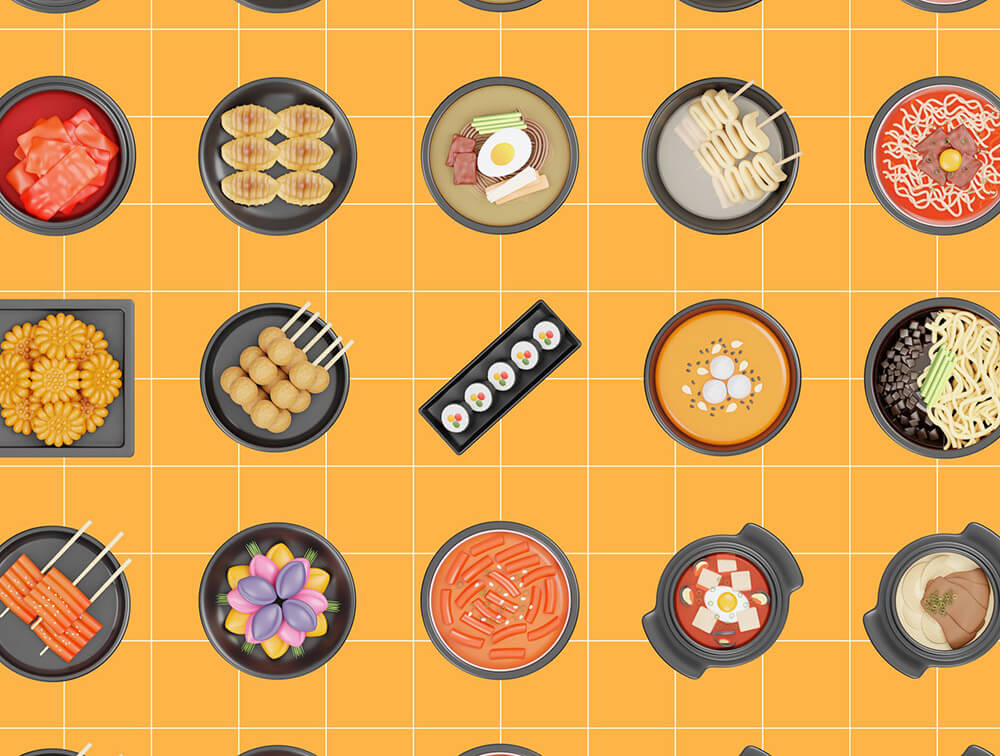 韩国食品3D图标插画 图标素材 sucaiwan.com