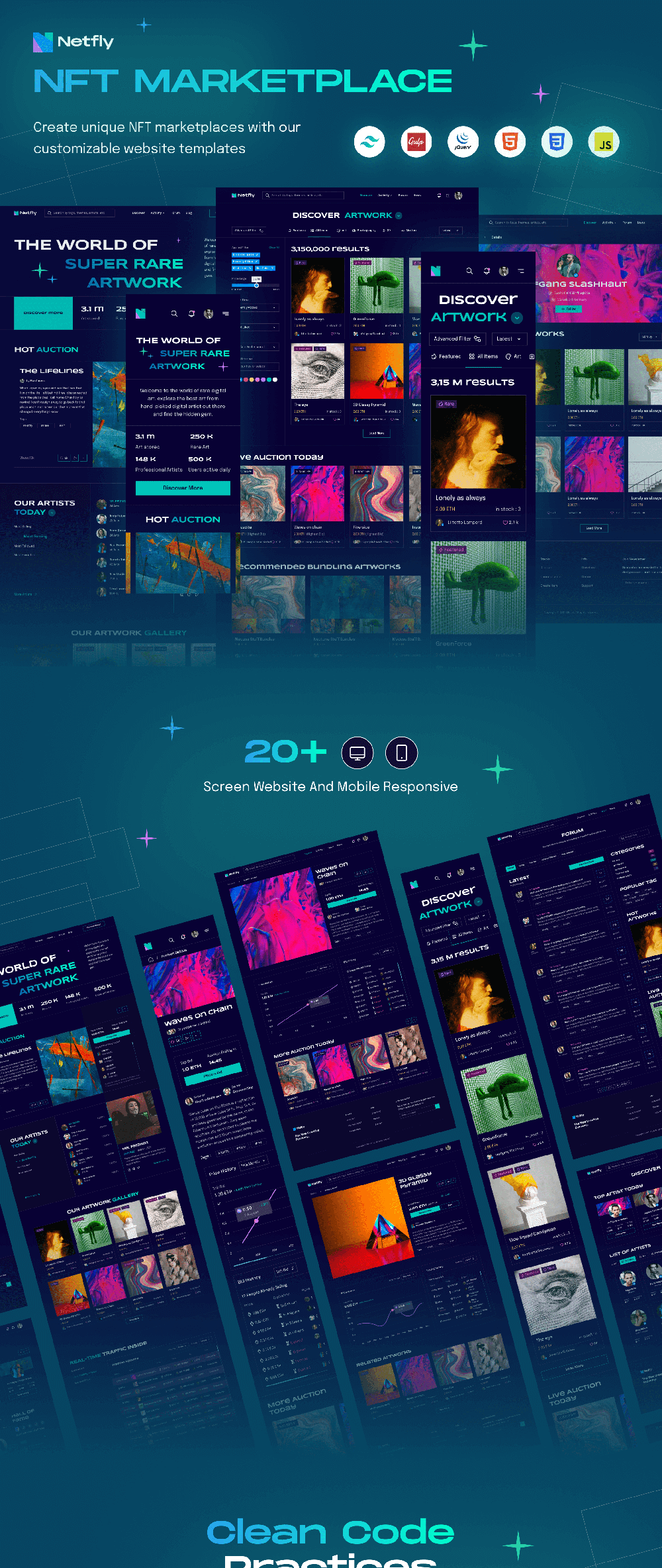 NFT市场网站代码模板 APP UI sucaiwan.com
