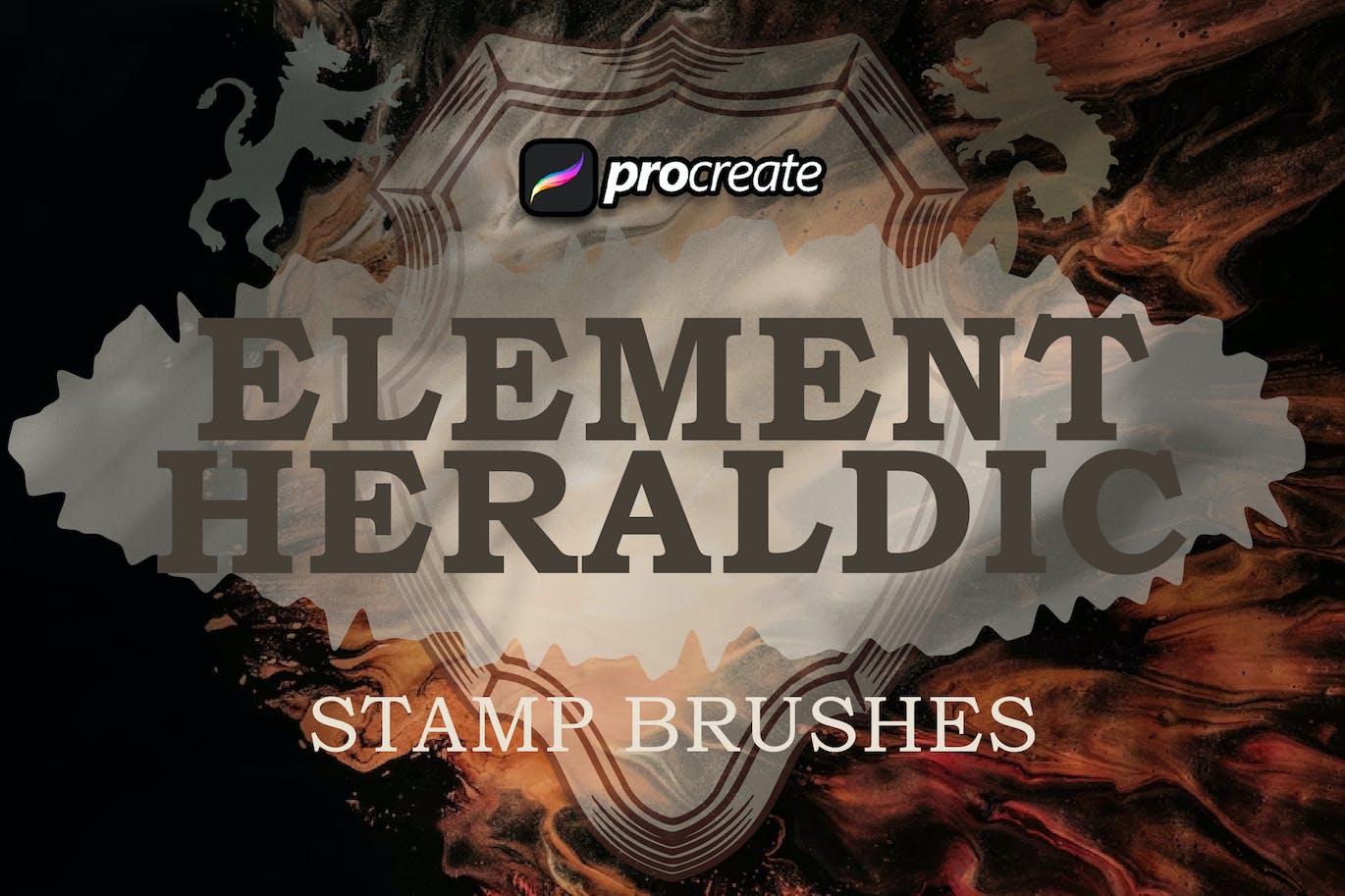 中世纪元素Procreate印章绘画笔刷素材 Heraldic Element Stamp Brush Procreate 笔刷资源 sucaiwan.com
