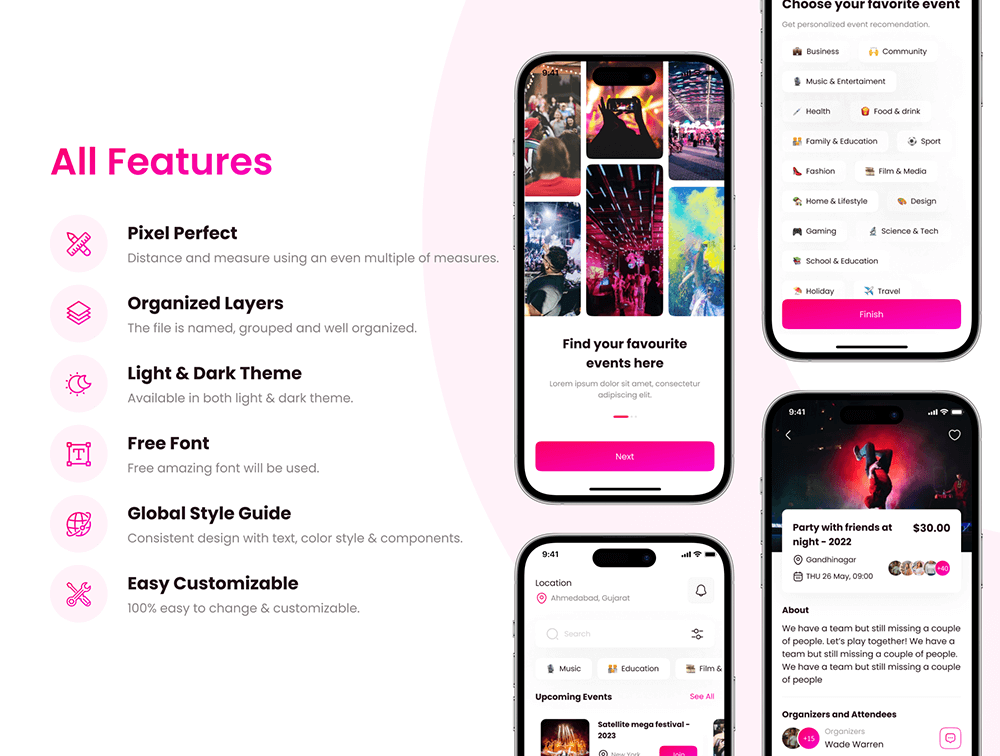 活动预订App应用程序UI套件 APP UI sucaiwan.com