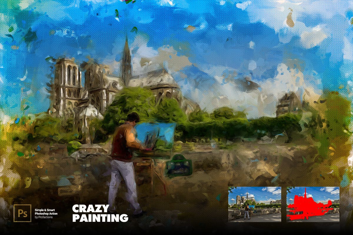 疯狂绘画效果照片处理Photoshop动作 Crazy Painting Photoshop Action 插件预设 sucaiwan.com