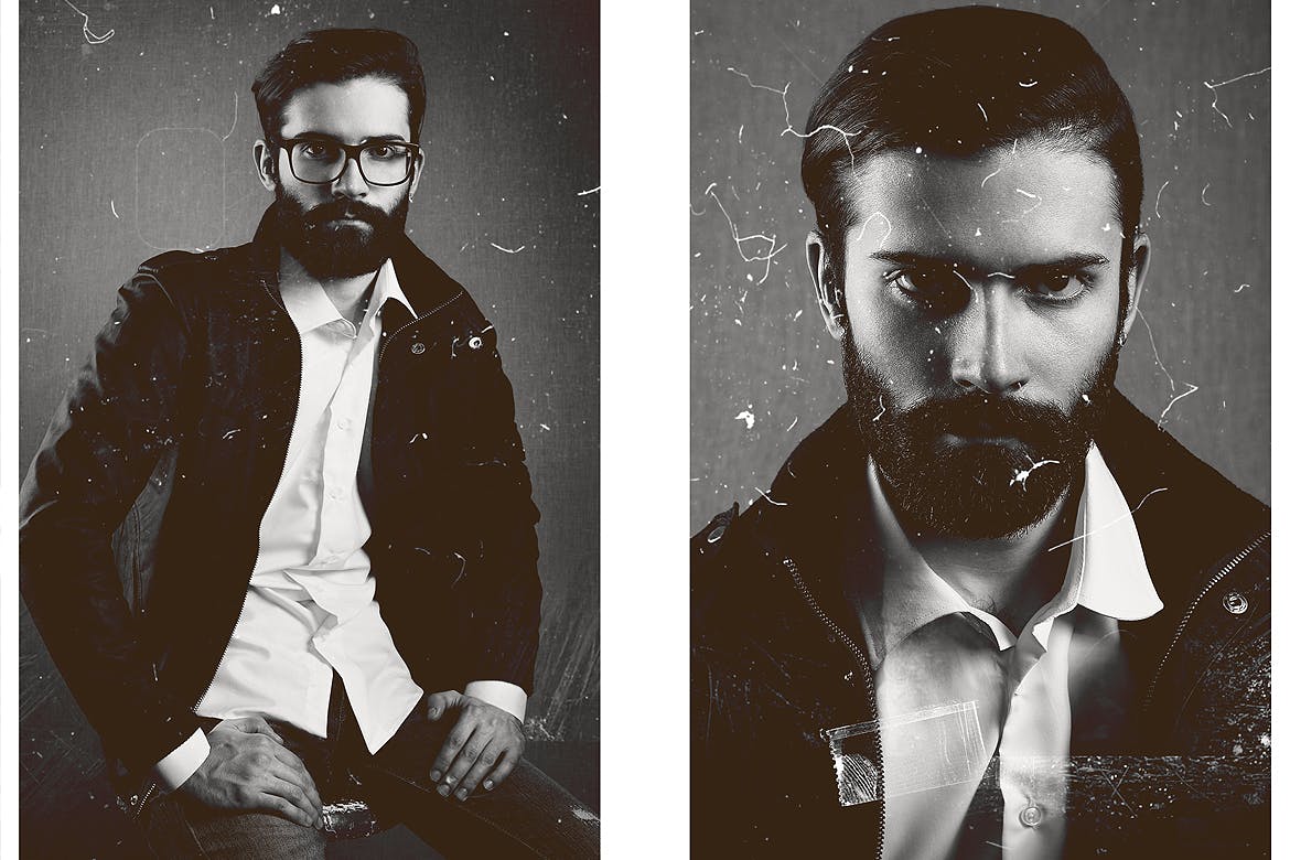 黑白老旧效果照片处理Photoshop动作 Old Photo Photoshop Action 插件预设 sucaiwan.com