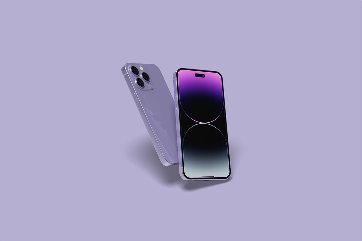 紫色iPhone 14 Pro手机UI设计展示样机 iPhone 14 Mockup 样机素材 sucaiwan.com