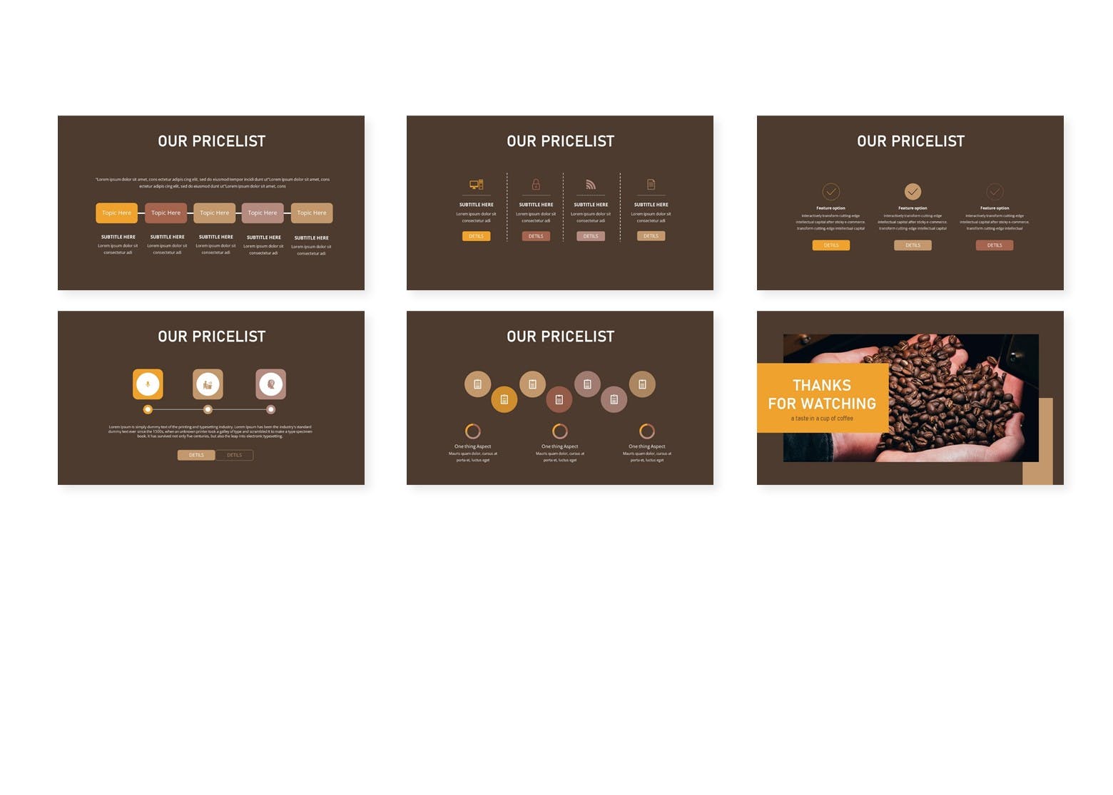 咖啡品牌棕色PPT演示文稿 Coffee More – Powerpoint Template 幻灯图表 sucaiwan.com