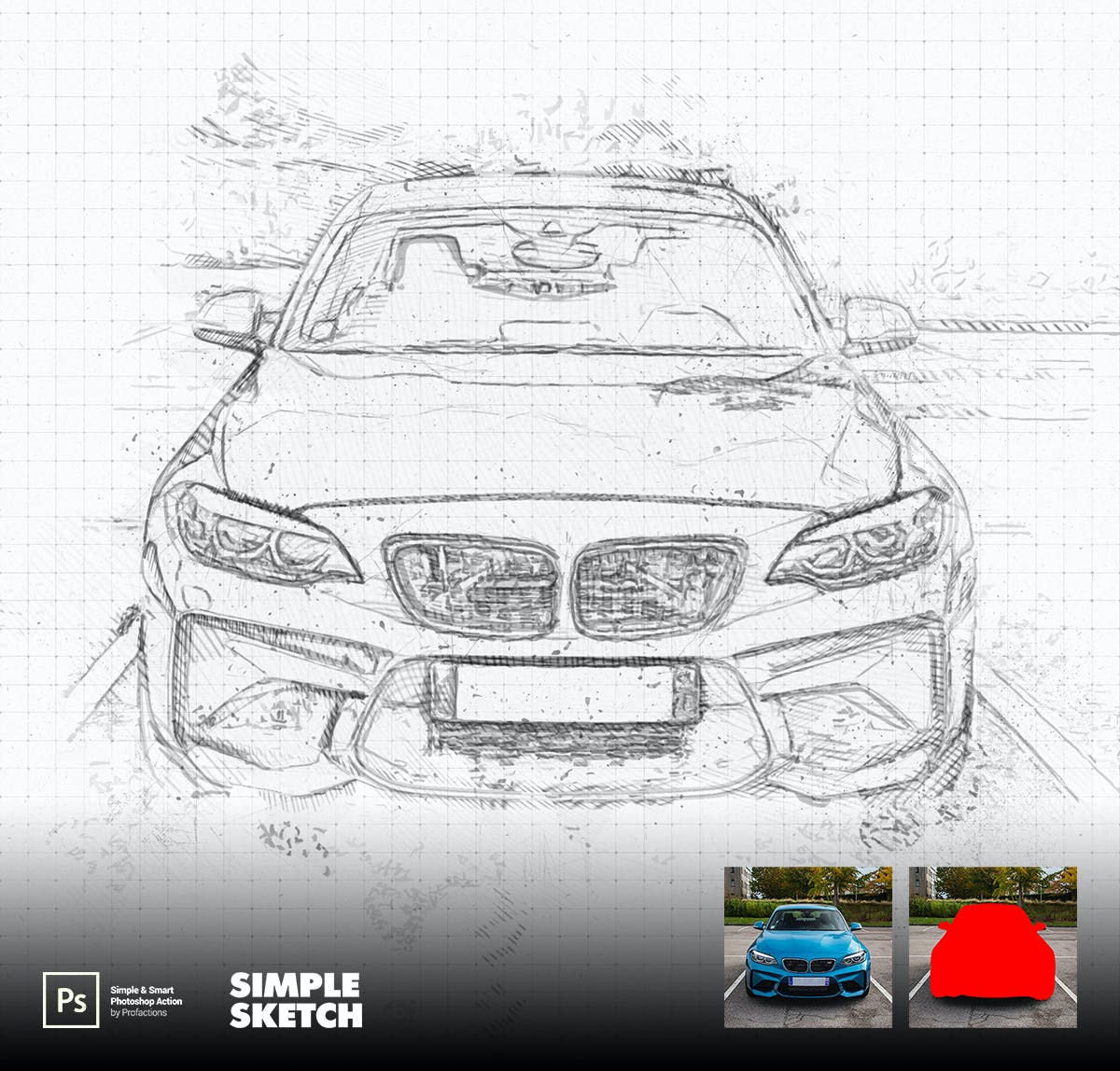 简单素描效果照片处理ps动作 Simple Sketch Photoshop Action 插件预设 sucaiwan.com