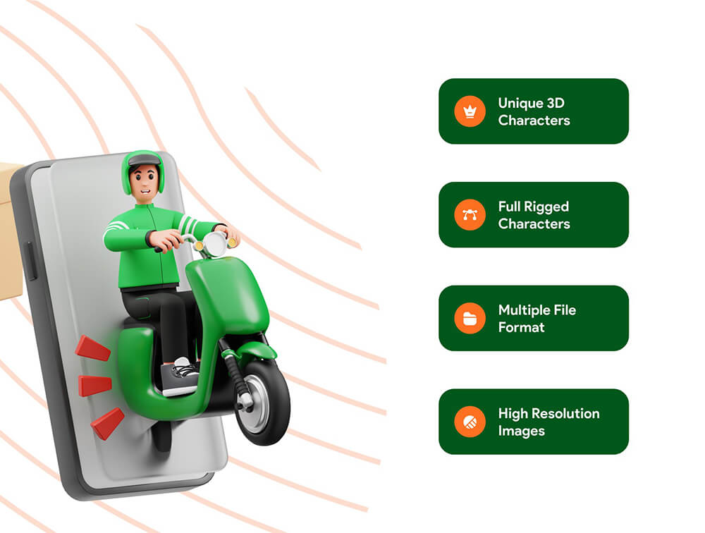 送货快递3D人物插画 图片素材 sucaiwan.com