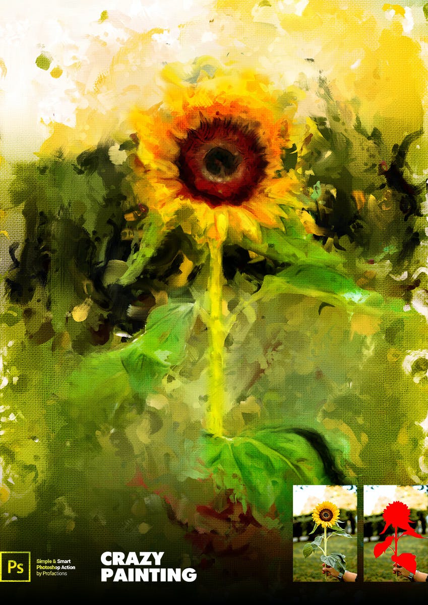 疯狂绘画效果照片处理Photoshop动作 Crazy Painting Photoshop Action 插件预设 sucaiwan.com