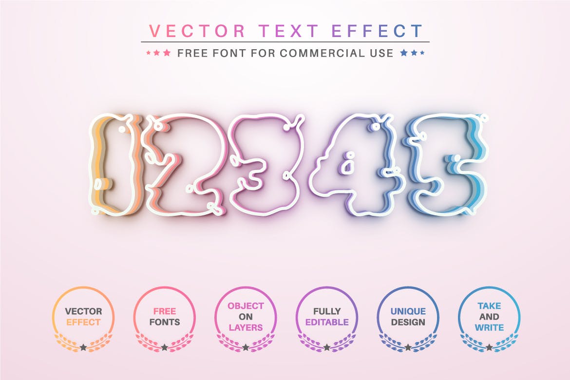 神奇彩虹矢量文字效果字体样式 Magic Rainbow – Editable Text Effect, Font Style 插件预设 sucaiwan.com