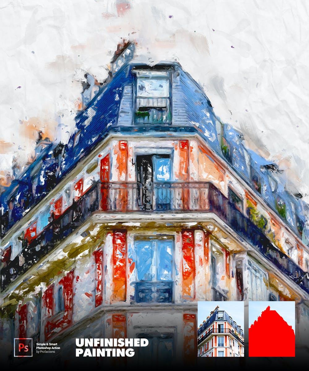 未完成的绘画效果照片处理ps动作 Unfinished Painting Photoshop Action 插件预设 sucaiwan.com