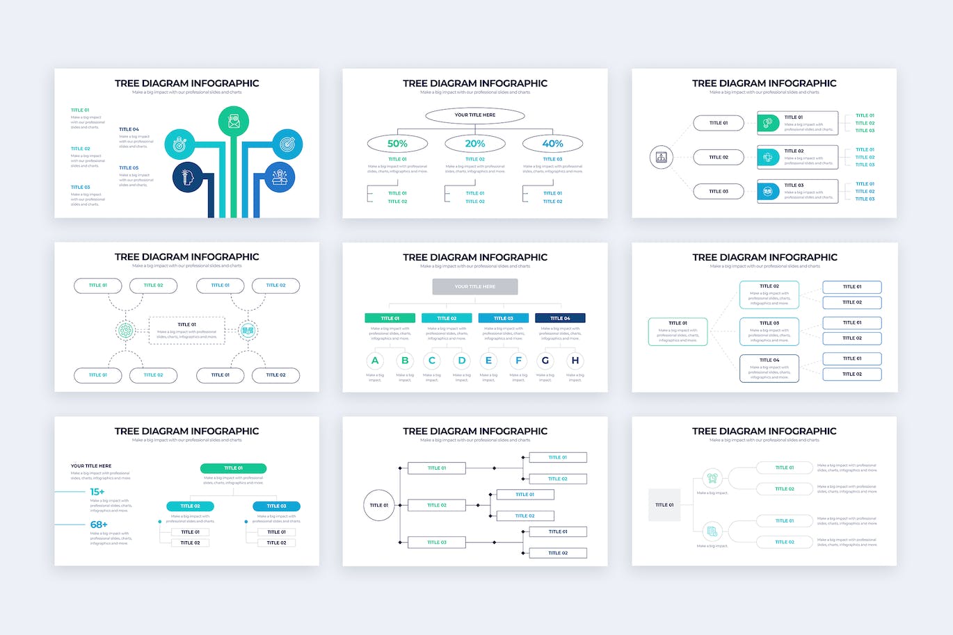 现代树图信息图表Google幻灯片模板 Business Tree Diagram Google Slides Infographics 幻灯图表 sucaiwan.com