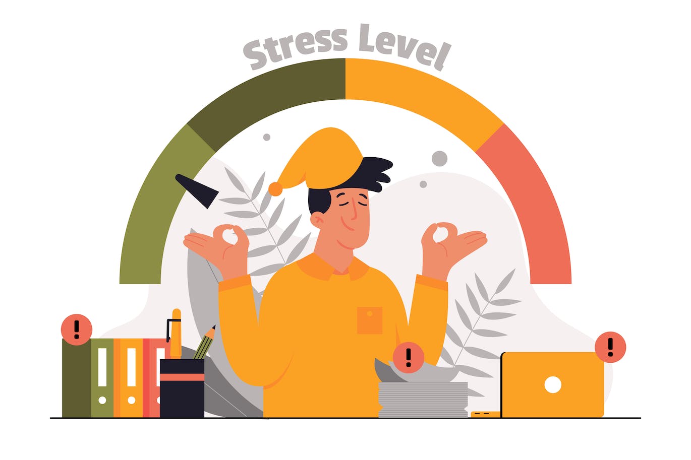 压力管理概念平面插画 Stress Management Concept – Flat Illustration 图片素材 sucaiwan.com