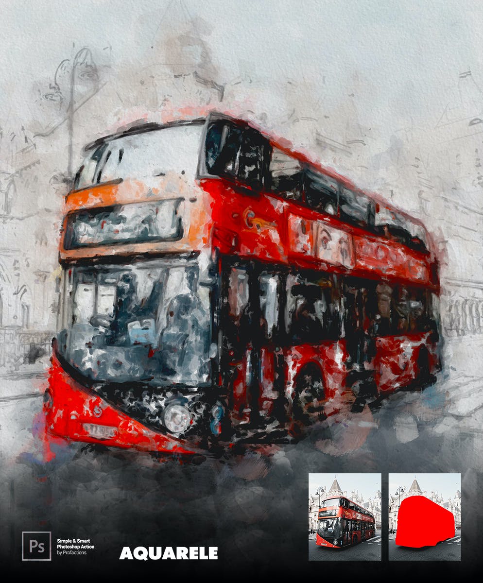 水彩画效果照片处理ps动作 Aquarelle Photoshop Action 插件预设 sucaiwan.com