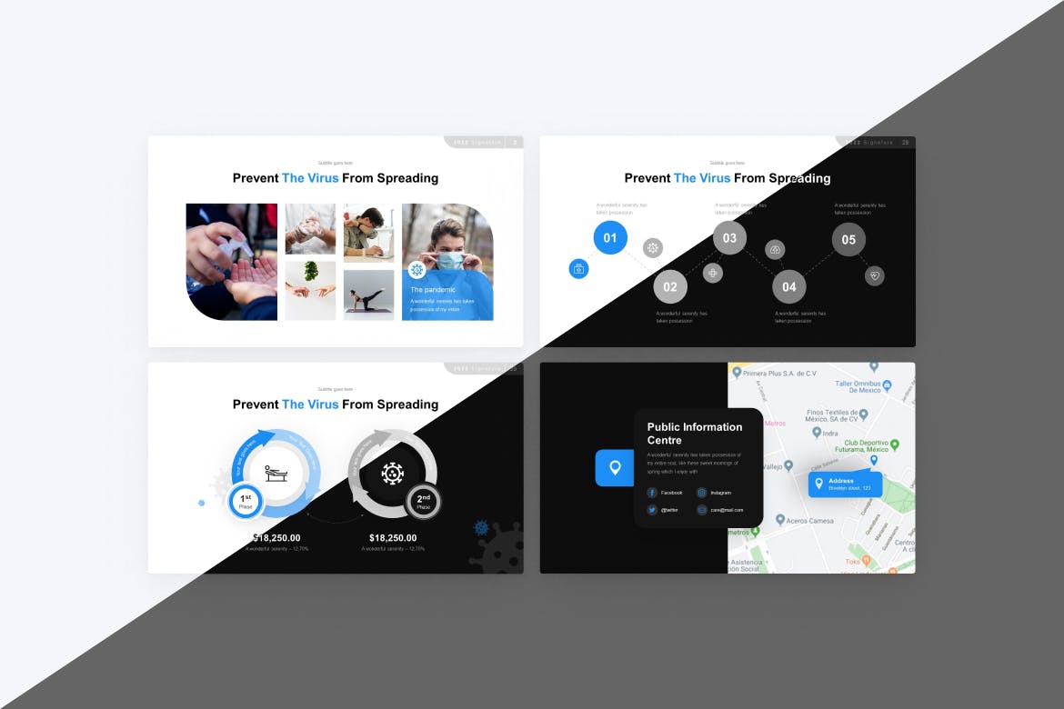 甲流病毒预防Powerpoint模板 Corona Virus PowerPoint Template 幻灯图表 第4张-素材湾丨精选海外优质设计素材资源 甲流病毒预防Powerpoint模板 Corona Virus PowerPoint Template 幻灯图表 sucaiwan.com