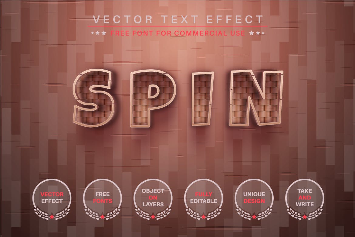 木头纹理矢量文字效果字体样式 Bast Shoe – Editable Text Effect, Font Style 插件预设 sucaiwan.com