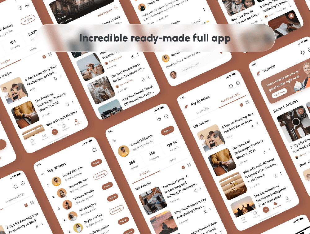 文章和博客App应用程序UI套件 APP UI sucaiwan.com