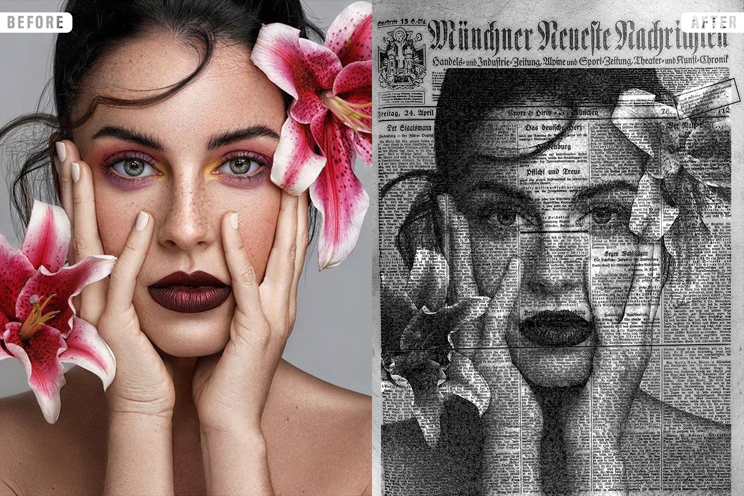 印刷报纸PS照片效果动作 News Paper Photoshop Effect 插件预设 sucaiwan.com
