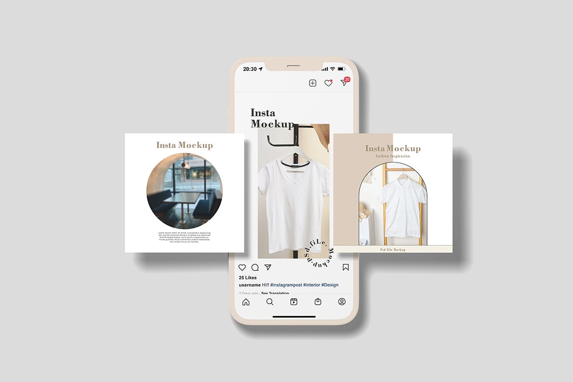 Insta故事和帖子手机屏幕样机图 Insta Stories and Posts Mockup 样机素材 sucaiwan.com