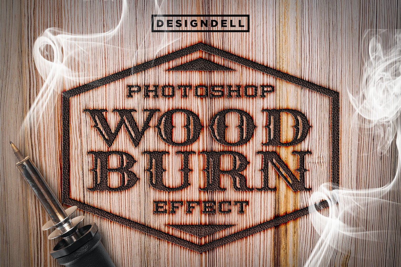 木材燃烧PS文本效果模板 Wood Burn Photoshop Effect 插件预设 sucaiwan.com
