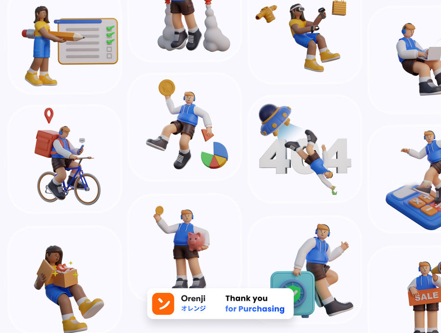 3D图标-3D人物角色UI设计插画模型PNG素材 图标素材 sucaiwan.com