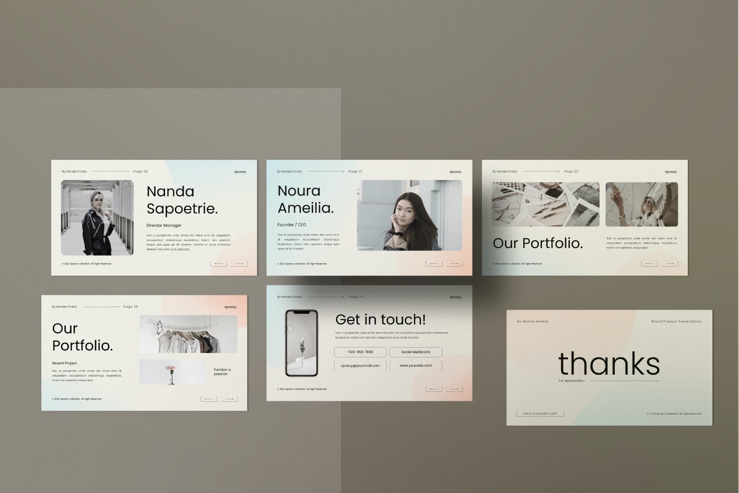 品牌产品PPT设计模板 Spossy Brand Product Presentation Powerpoint 幻灯图表 sucaiwan.com