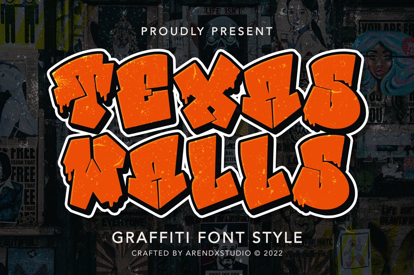 街头艺术涂鸦风格字体 Texas Walls – Graffiti Font Style 设计素材 sucaiwan.com