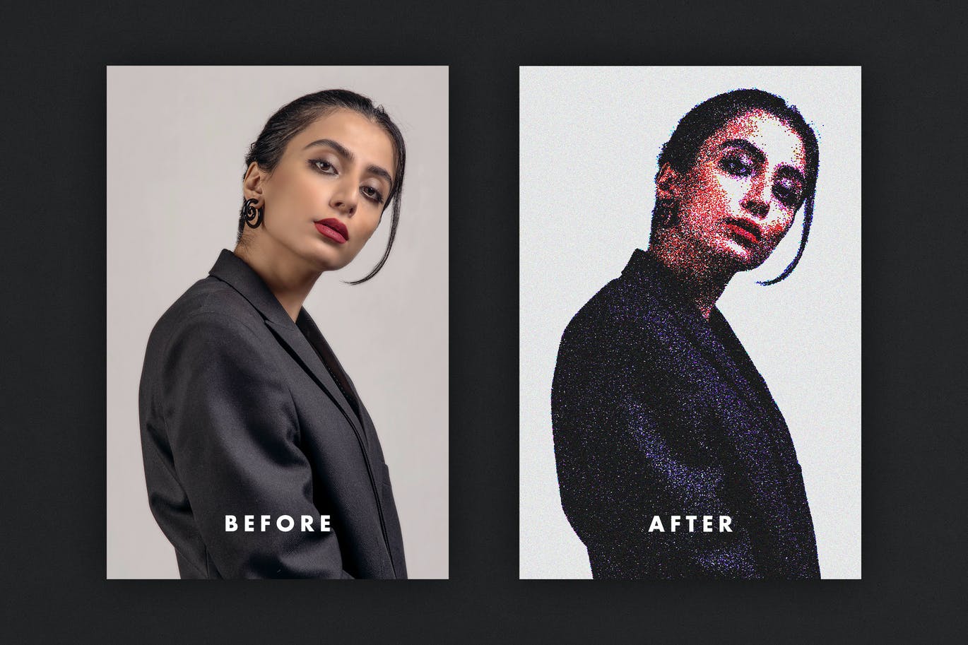 点画艺术PS照片效果模板 Stipple Photoshop Effect 插件预设 sucaiwan.com
