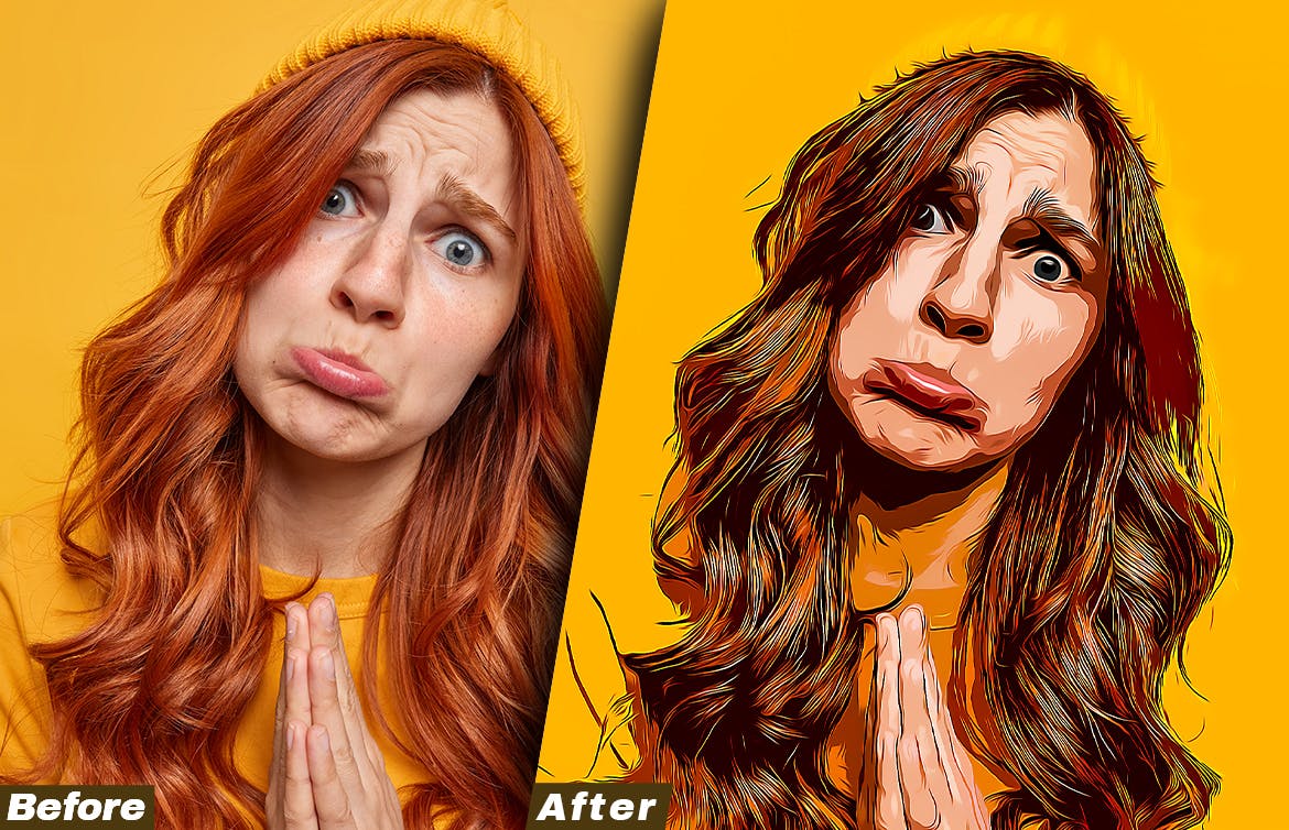 卡通效果照片处理Photoshop动作 Cartoon Effect Photoshop Action 插件预设 sucaiwan.com