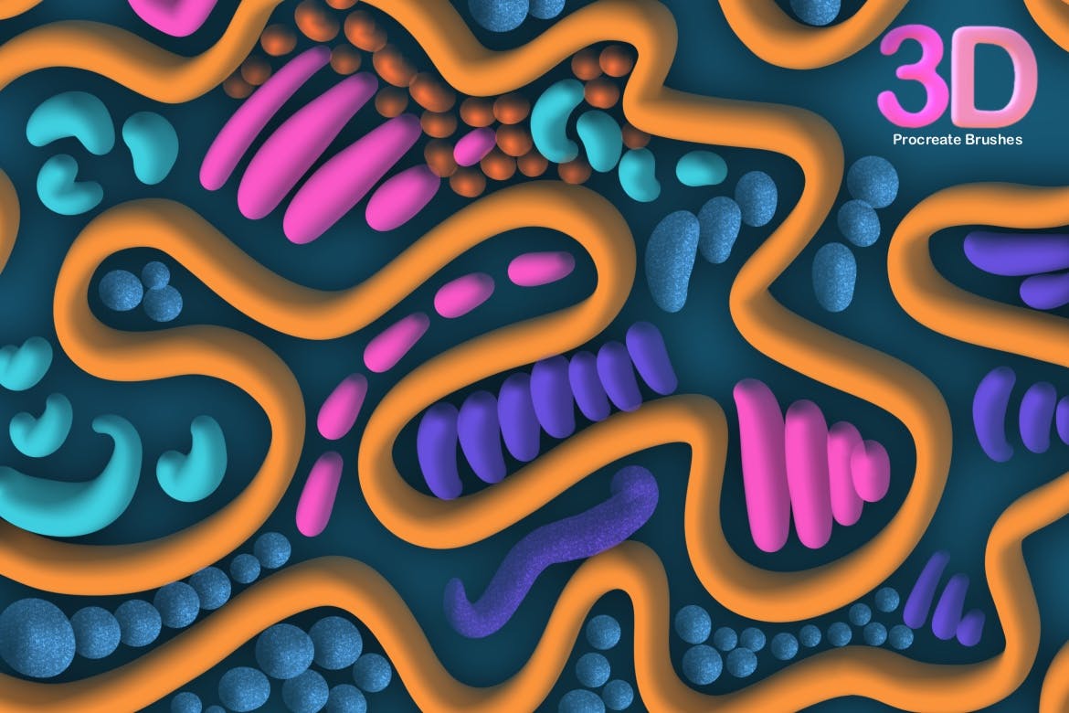 3D流行的Procreate画笔 3D Pop Procreate Brushes 笔刷资源 sucaiwan.com
