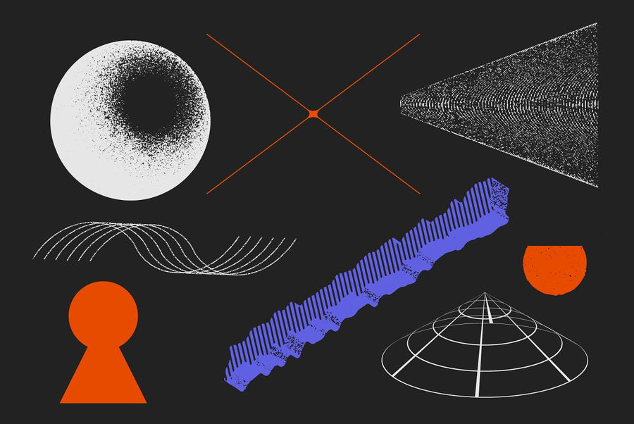 PS资源-90款3D立体几何形状带纹理矢量平面图形PNG素材 图片素材 sucaiwan.com