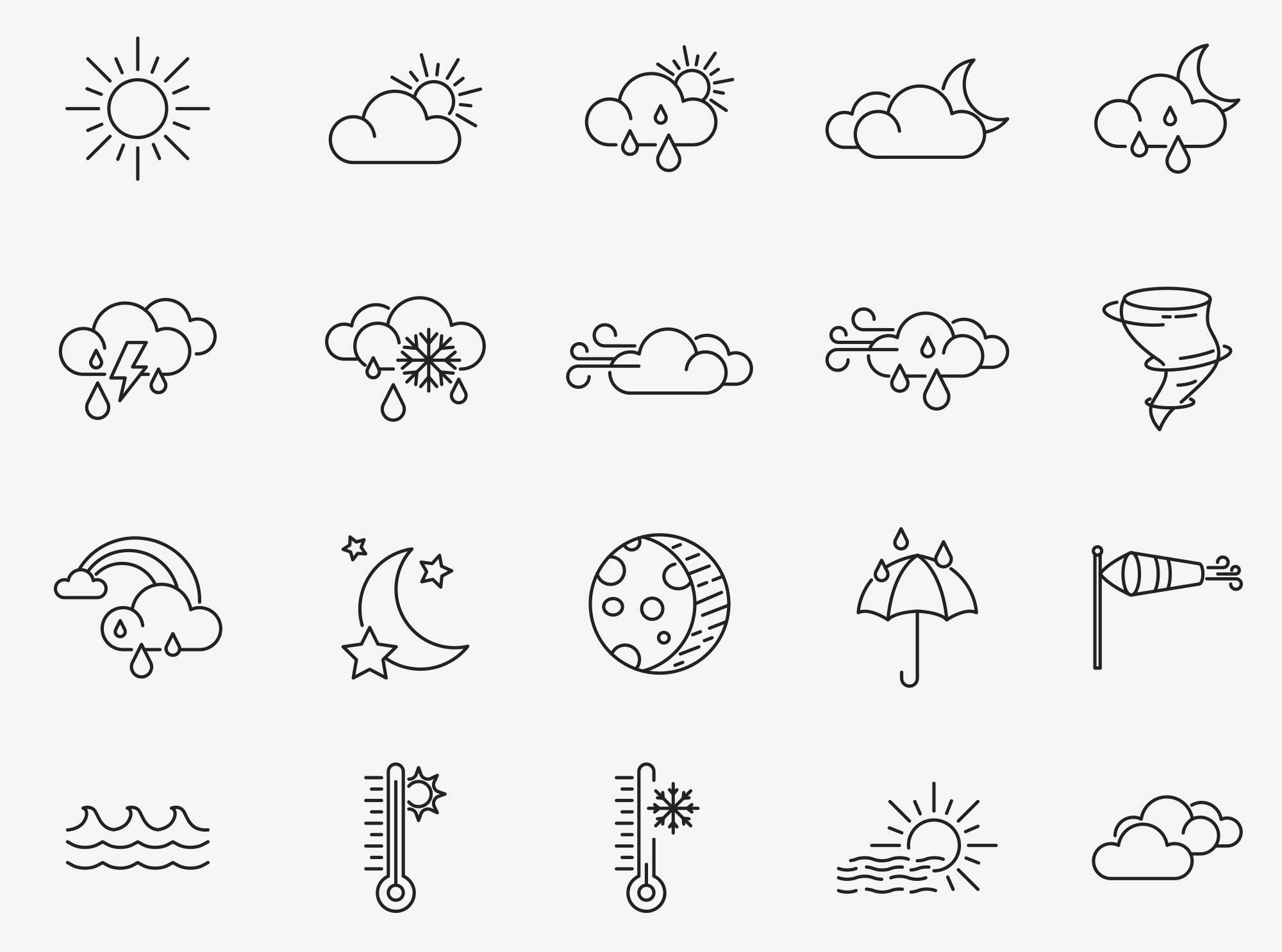 80个天气矢量图标 80 Weather Vector Icons 图标素材 sucaiwan.com